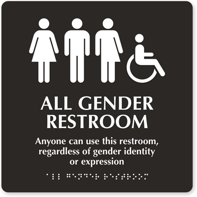 All genders welcome bathroom sign
