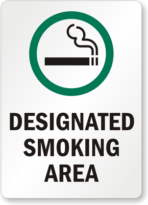 Designated Smoking Area with Cigarette Graphic Sign, SKU ...