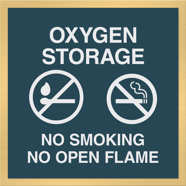 Oxygen Storage. No Smoking. No Flame Sign