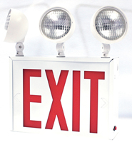 New York-Approved LED Exit Sign with Emergency Lights, Double Face, Red letters and Three Lamp Heads