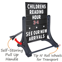 Black Rolling Standard Swinging Changeable Message Board Sign