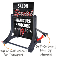 Black Rolling Swinger Sidewalk Sign in Black