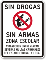 Drug Gun Free School Zone Sign