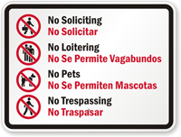 No Soliciting Bilingual Sign (with Graphic)