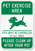 Pet Exercise Area Sign