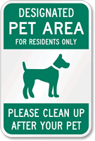 Designated Pet Area Sign