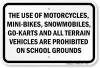 The Use Of All Terrain Vehicles Prohibited Sign