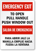 Bilingual To Open Pull Handle, Push Window Label