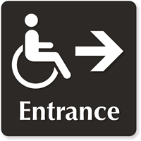 Entrance with Accessible Pictogram Left arrow Sign