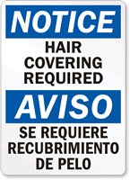 Notice Hair Covering Required Sign