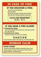In Case Of Fire, Call Fire Department Sign