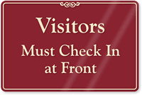 Check In At Front Showcase Wall Sign