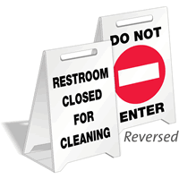 Restroom Closed For Cleaning Reversible Fold-Ups Floor Sign