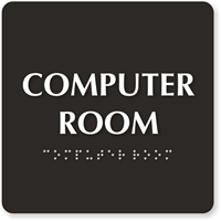Computer Room Tactile Touch Braille Engraved Door Sign