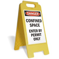Danger Confined Space Enter By Permit Floor Sign