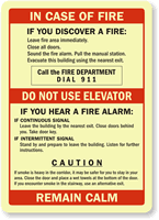 Call Fire Department, Upon Hearing Fire Alarm Sign