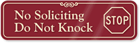 No Soliciting, Do Not Knock ShowCase™ Wall Sign