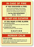 Upon Hearing Fire Alarm, Dial 911 Sign