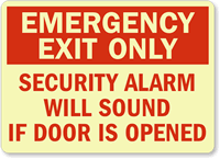 Emergency Exit Only Security Alarm Sign