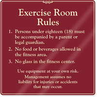 Exercise Room Rules Sign