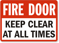 Fire Door Keep Clear Sign