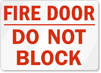Fire Door Do Not Block Sign