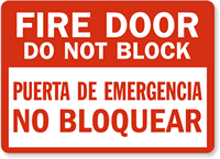 Fire Door Do Not Block Sign