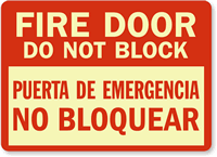 Fire Door Do Not Block Sign