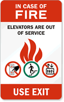 In Case Fire Elevators Out Service Sign