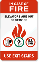 In Case Fire Elevators Out Service Sign