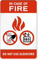 In Case of Fire Elevators (tri-flame) Sign