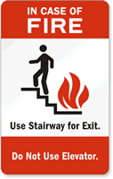 In Case Fire Do Not Use Elevator Sign