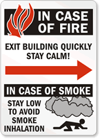 In Case Fire Exit Building Quickly Sign