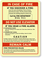 In Case Of Fire, Don't Use Elevator Sign