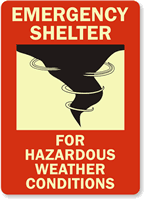 Emergency Shelter For Hazardous Weather Glow Sign