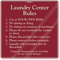 Laundry Center Rules Sign