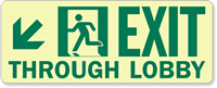 GlowSmart™ Exit Through Lobby, Arrow Down Sign
