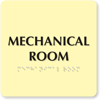 Mechanical Room Photoluminescent Glow Braille Sign