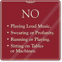 No Playing Loud Music Sign