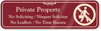 Bilingual Private Property - No Soliciting Engraved Sign