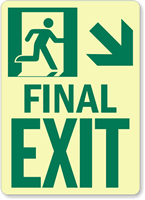 GlowSmart™ Final Exit Sign, Arrow Down Sign