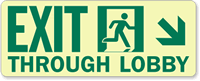 GlowSmart™ Exit Through Lobby, Arrow Down Sign