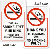 This Smoke Free Building, Thank You Sign