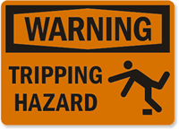 Warning Tripping Hazard Sign