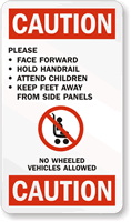Caution Face Forward Use Handrail Sign