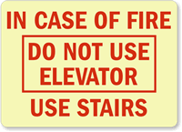 In Fire Do Not Use Elevator Sign