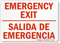 Bilingual Emergency Exit Salida De Emergencia Sign