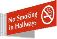 No Smoking In Hallways 2-Sided Projecting Sign