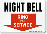Night Bell - Ring For Service Sign