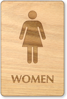 Women Wooden Restroom Sign